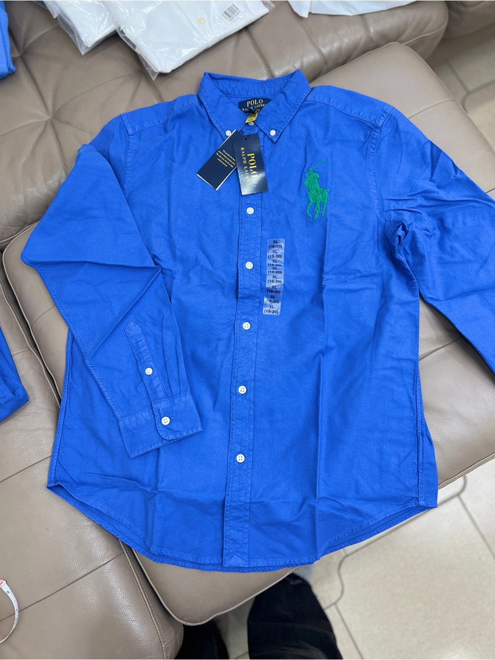 Ralph Lauren Big Boy Big Pony Cotton Oxford Shirt，New Iris Blue
Size: XL